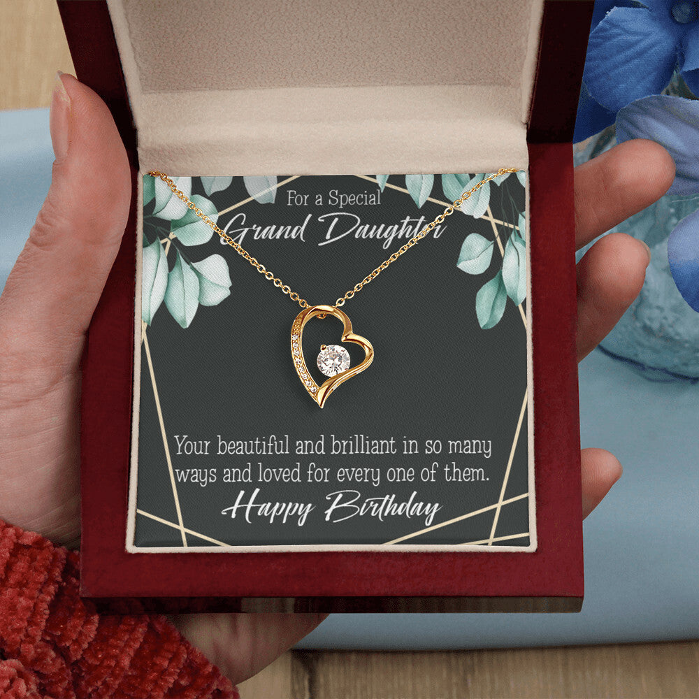 To My Granddaughter Happy Birthday Granddaughter Forever Necklace w Message Card-Express Your Love Gifts