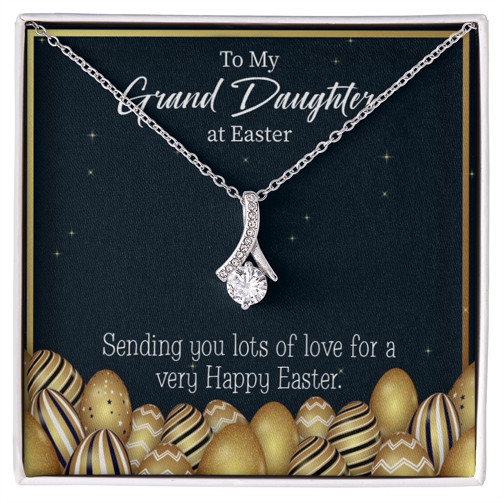 To My Granddaughter Happy Easter Granddaughter Alluring Ribbon Necklace Message Card-Express Your Love Gifts