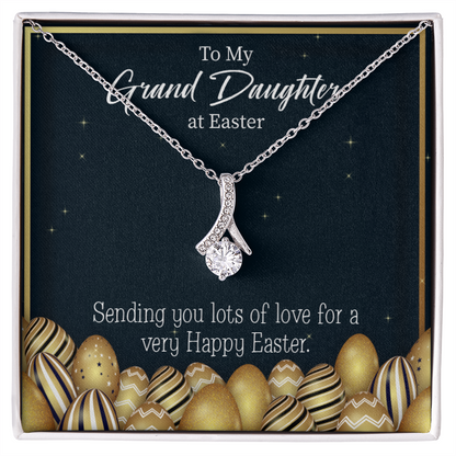 To My Granddaughter Happy Easter Granddaughter Alluring Ribbon Necklace Message Card-Express Your Love Gifts