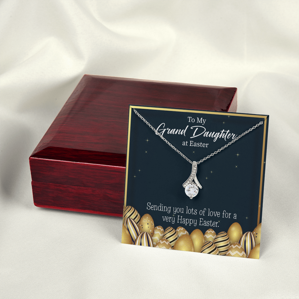 To My Granddaughter Happy Easter Granddaughter Alluring Ribbon Necklace Message Card-Express Your Love Gifts