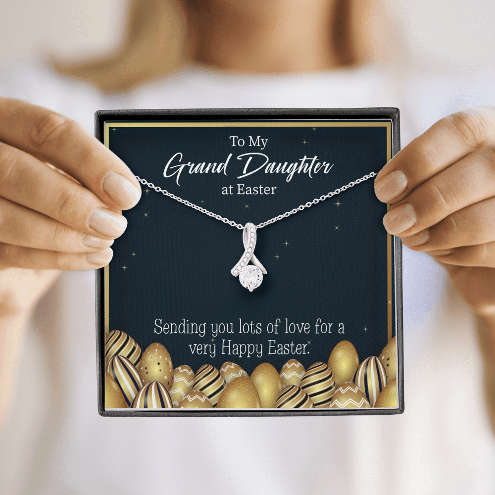 To My Granddaughter Happy Easter Granddaughter Alluring Ribbon Necklace Message Card-Express Your Love Gifts