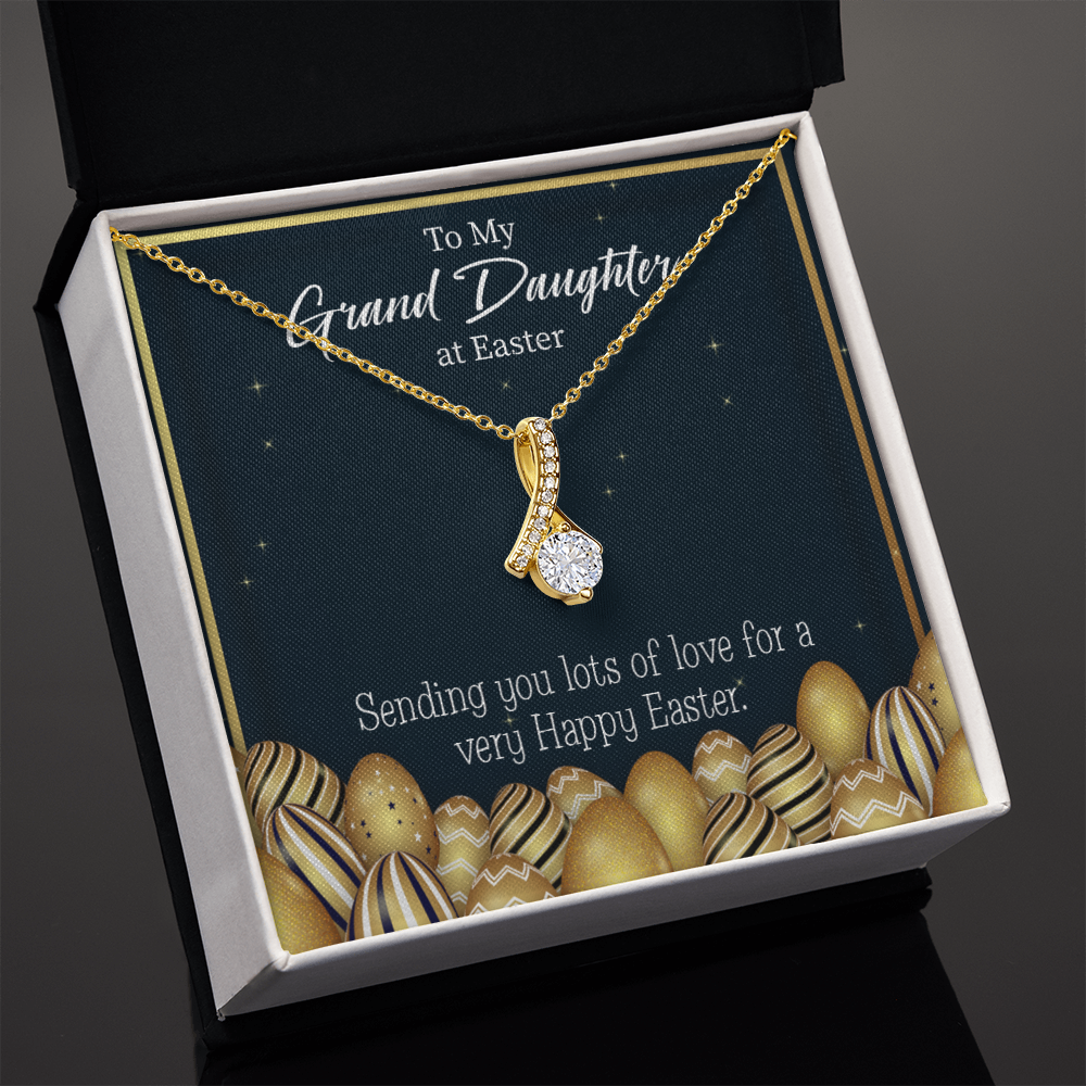 To My Granddaughter Happy Easter Granddaughter Alluring Ribbon Necklace Message Card-Express Your Love Gifts