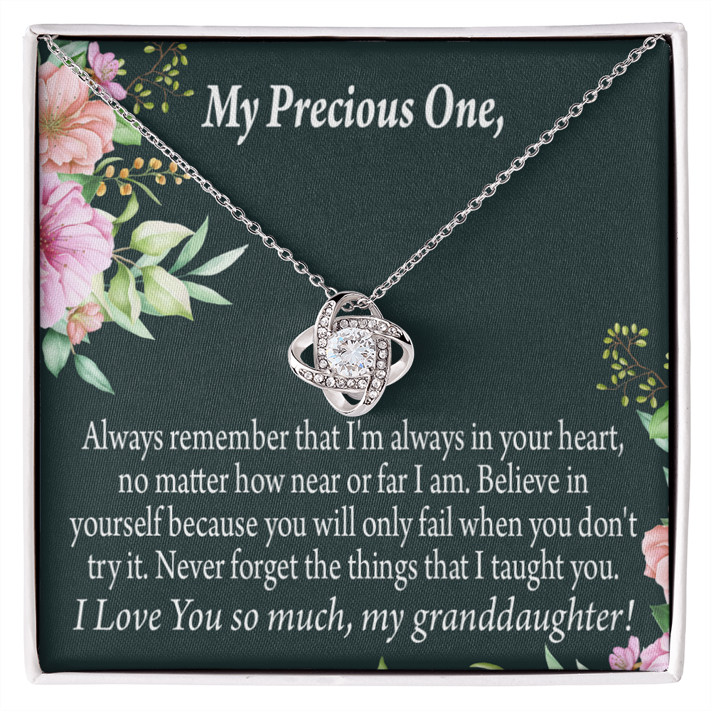 To My Granddaughter Inspirational Message From Grandma Infinity Knot Necklace Message Card-Express Your Love Gifts