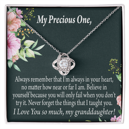 To My Granddaughter Inspirational Message From Grandma Infinity Knot Necklace Message Card-Express Your Love Gifts