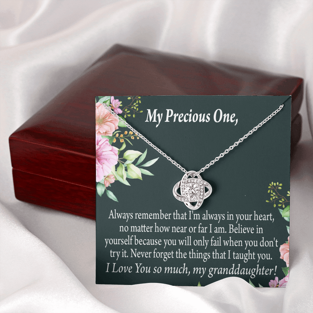 To My Granddaughter Inspirational Message From Grandma Infinity Knot Necklace Message Card-Express Your Love Gifts