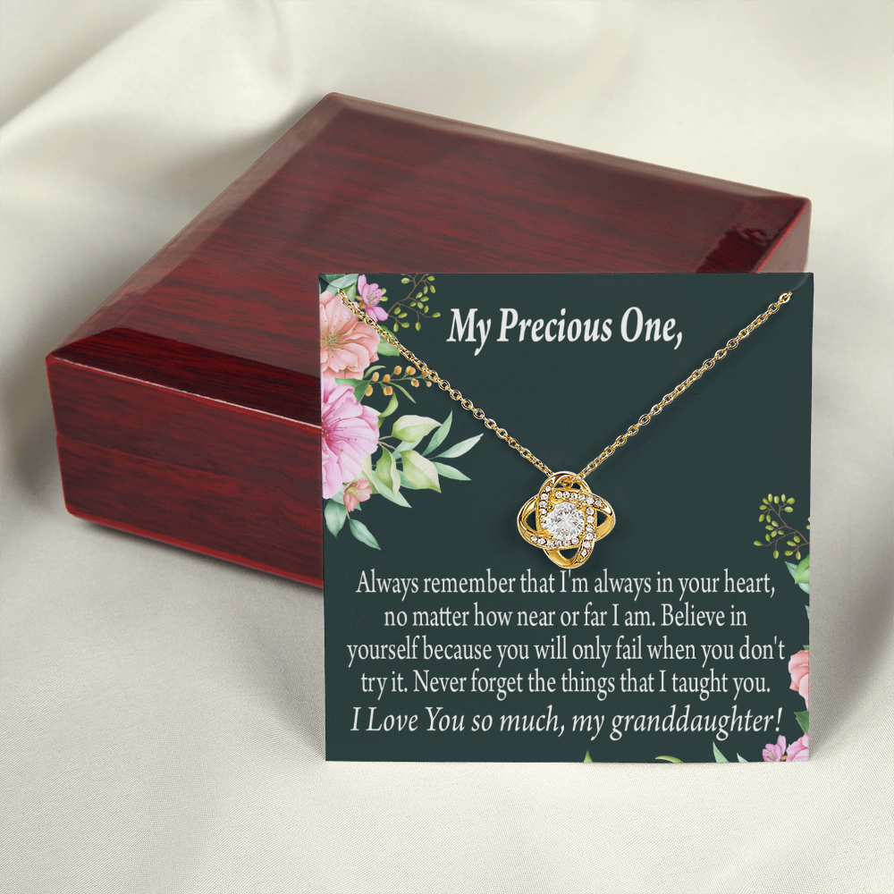 To My Granddaughter Inspirational Message From Grandma Infinity Knot Necklace Message Card-Express Your Love Gifts