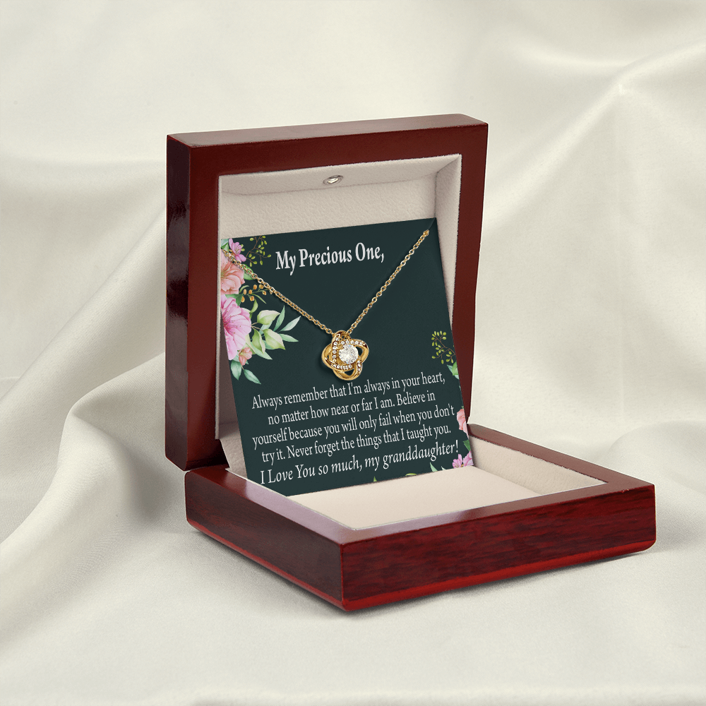 To My Granddaughter Inspirational Message From Grandma Infinity Knot Necklace Message Card-Express Your Love Gifts