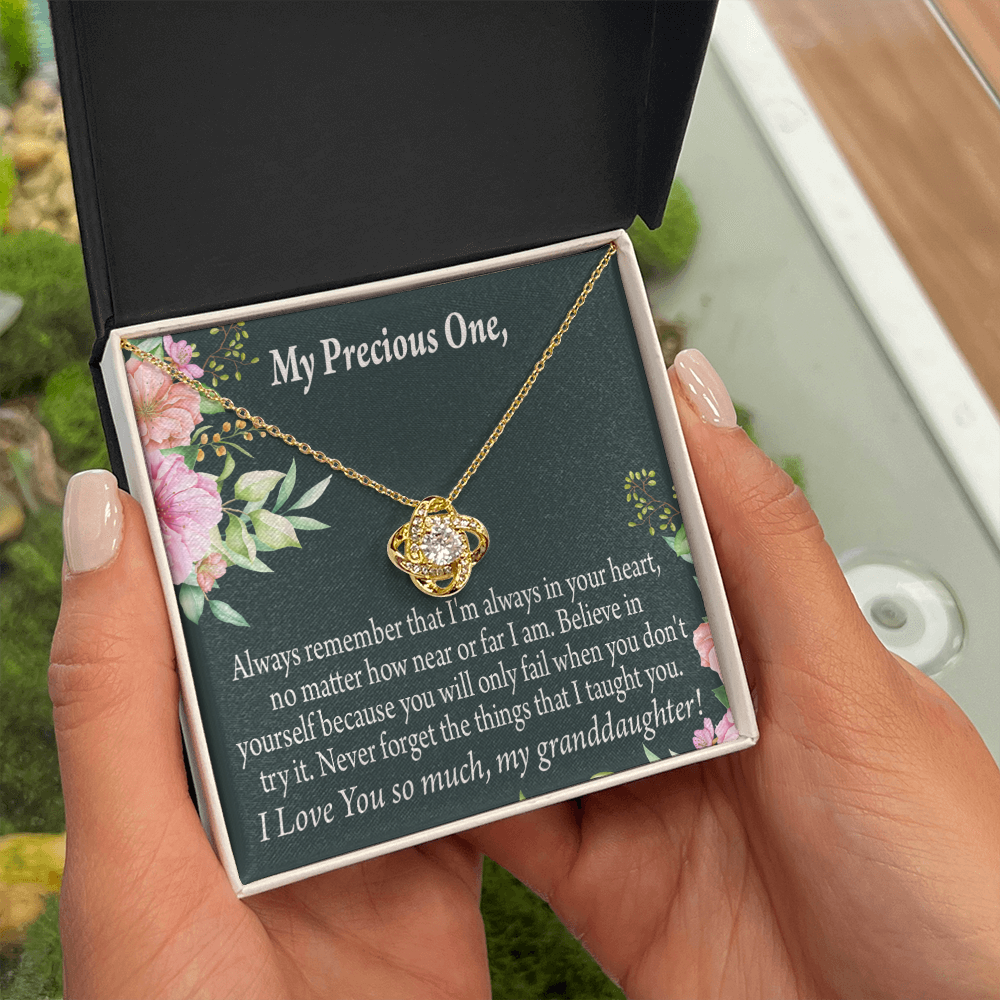 To My Granddaughter Inspirational Message From Grandma Infinity Knot Necklace Message Card-Express Your Love Gifts