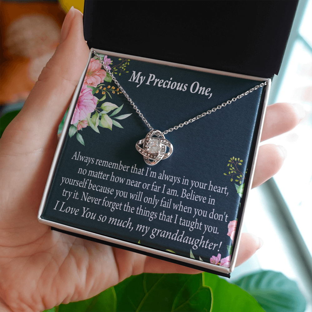 To My Granddaughter Inspirational Message From Grandma Infinity Knot Necklace Message Card-Express Your Love Gifts