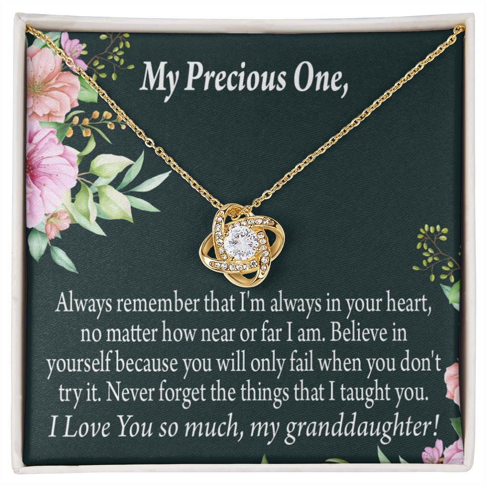 To My Granddaughter Inspirational Message From Grandma Infinity Knot Necklace Message Card-Express Your Love Gifts