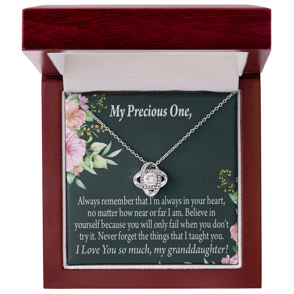 To My Granddaughter Inspirational Message From Grandma Infinity Knot Necklace Message Card-Express Your Love Gifts