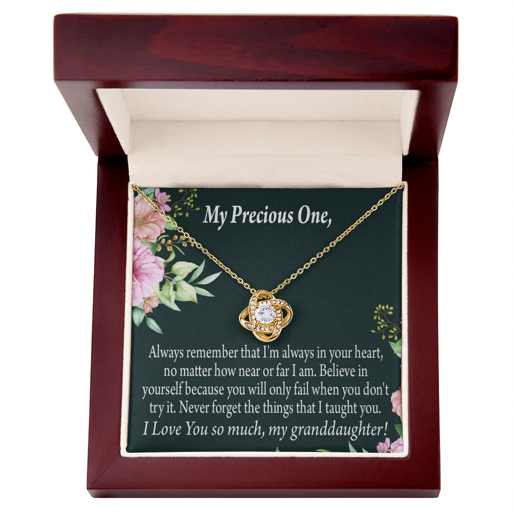 To My Granddaughter Inspirational Message From Grandma Infinity Knot Necklace Message Card-Express Your Love Gifts