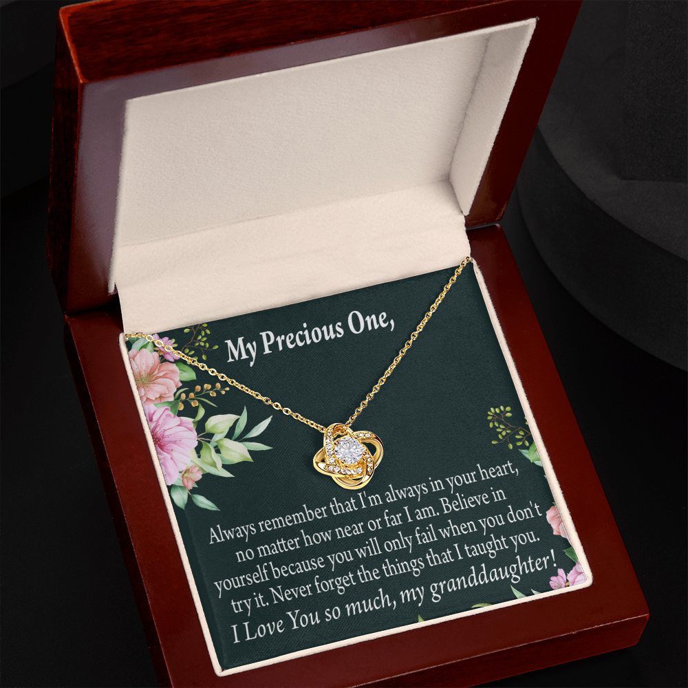 To My Granddaughter Inspirational Message From Grandma Infinity Knot Necklace Message Card-Express Your Love Gifts