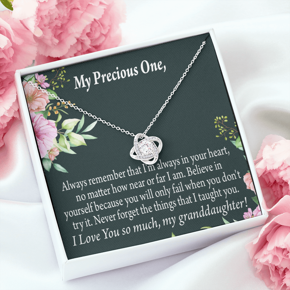 To My Granddaughter Inspirational Message From Grandma Infinity Knot Necklace Message Card-Express Your Love Gifts