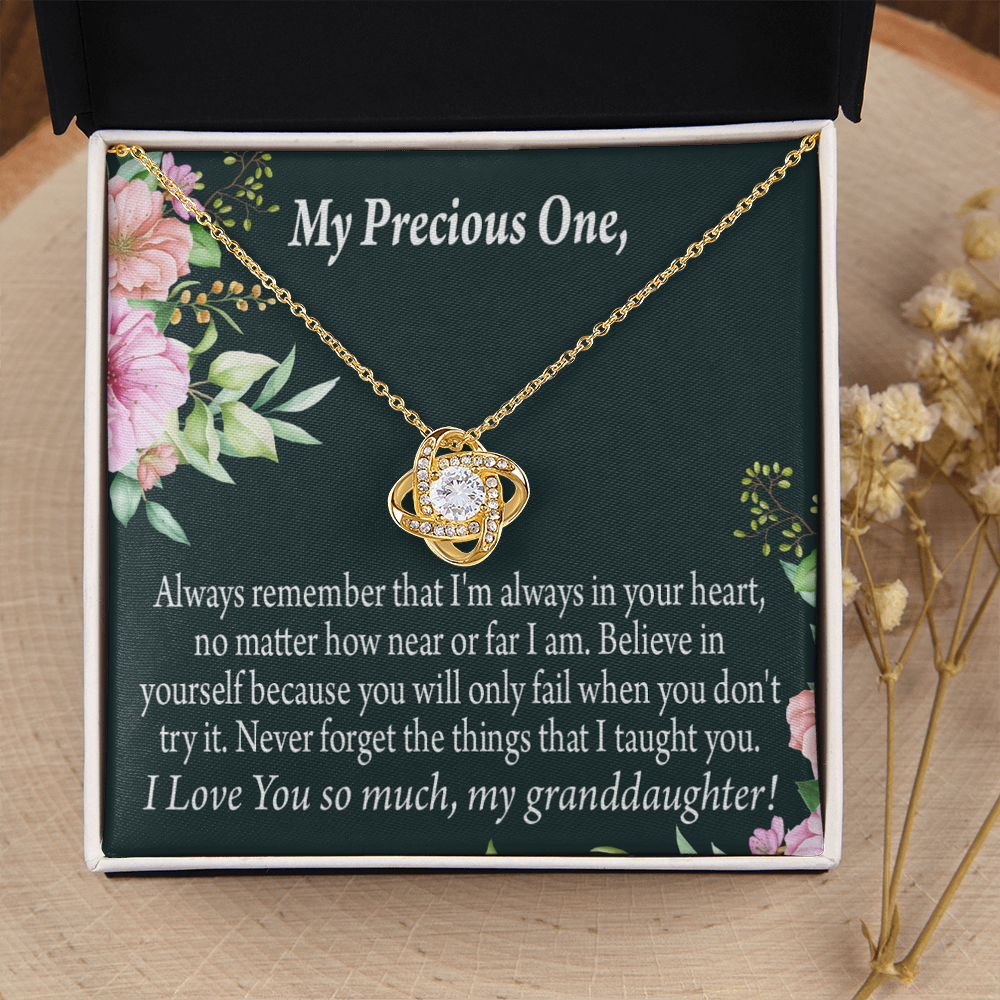 To My Granddaughter Inspirational Message From Grandma Infinity Knot Necklace Message Card-Express Your Love Gifts