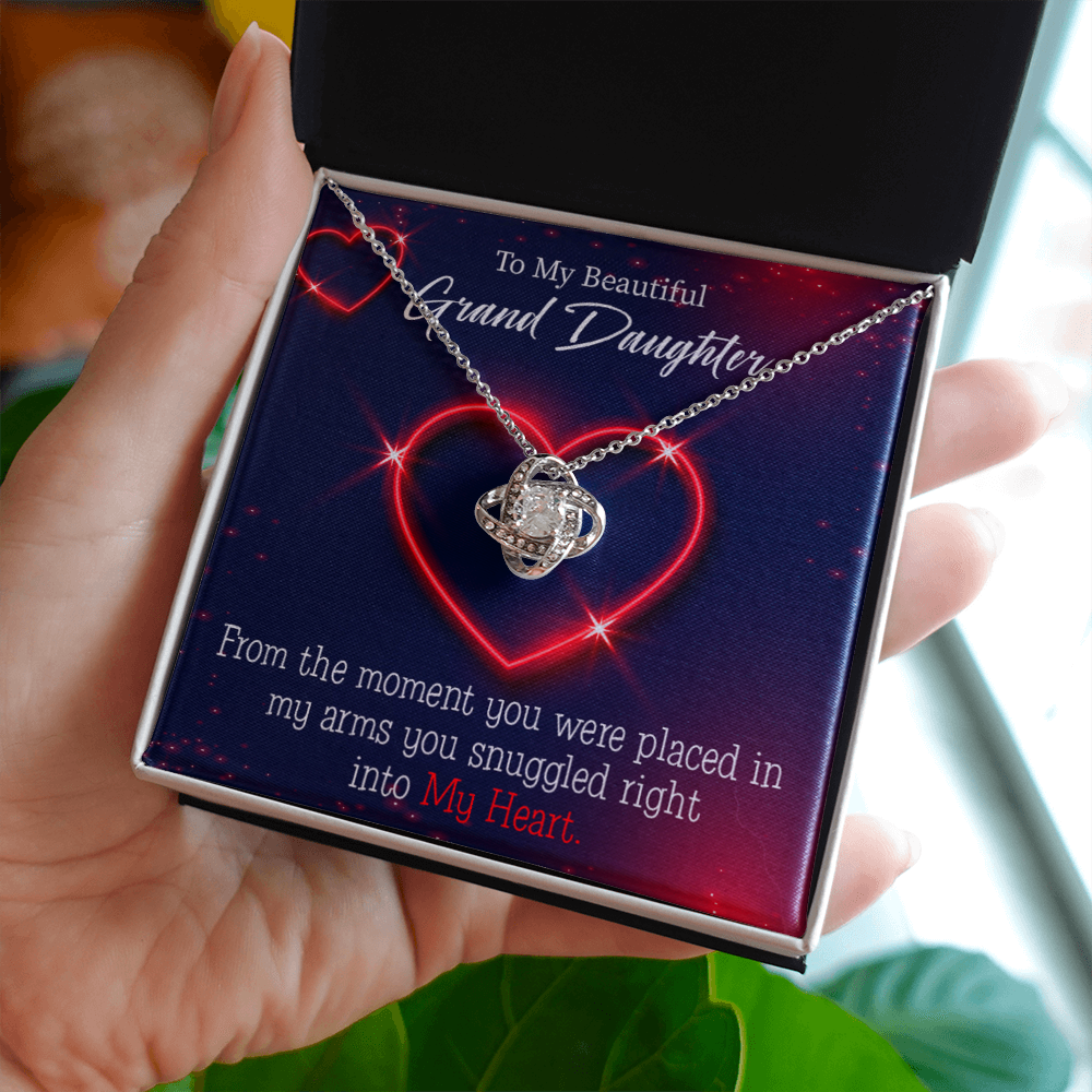 To My Granddaughter Into My Heart Infinity Knot Necklace Message Card-Express Your Love Gifts
