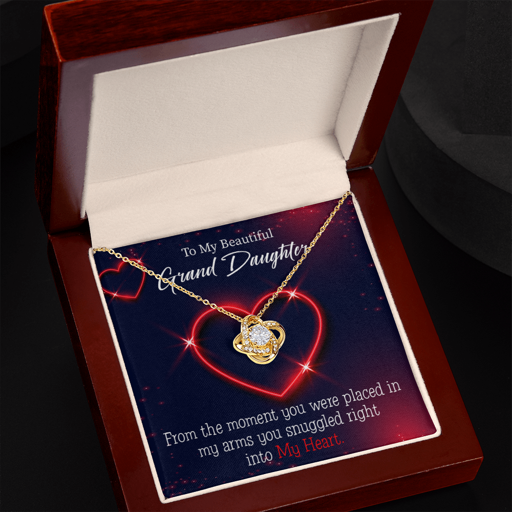 To My Granddaughter Into My Heart Infinity Knot Necklace Message Card-Express Your Love Gifts