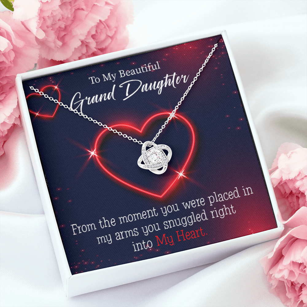 To My Granddaughter Into My Heart Infinity Knot Necklace Message Card-Express Your Love Gifts