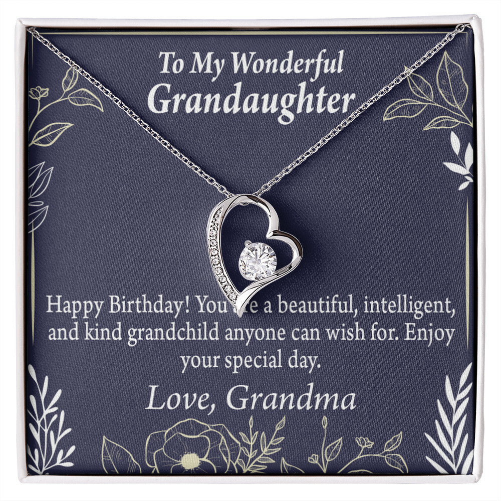 To My Granddaughter Kind Grandchild Birthday Message From Grandma Forever Necklace w Message Card-Express Your Love Gifts