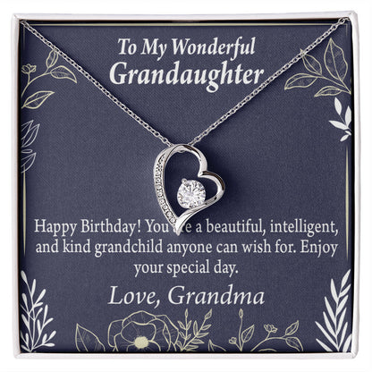 To My Granddaughter Kind Grandchild Birthday Message From Grandma Forever Necklace w Message Card-Express Your Love Gifts
