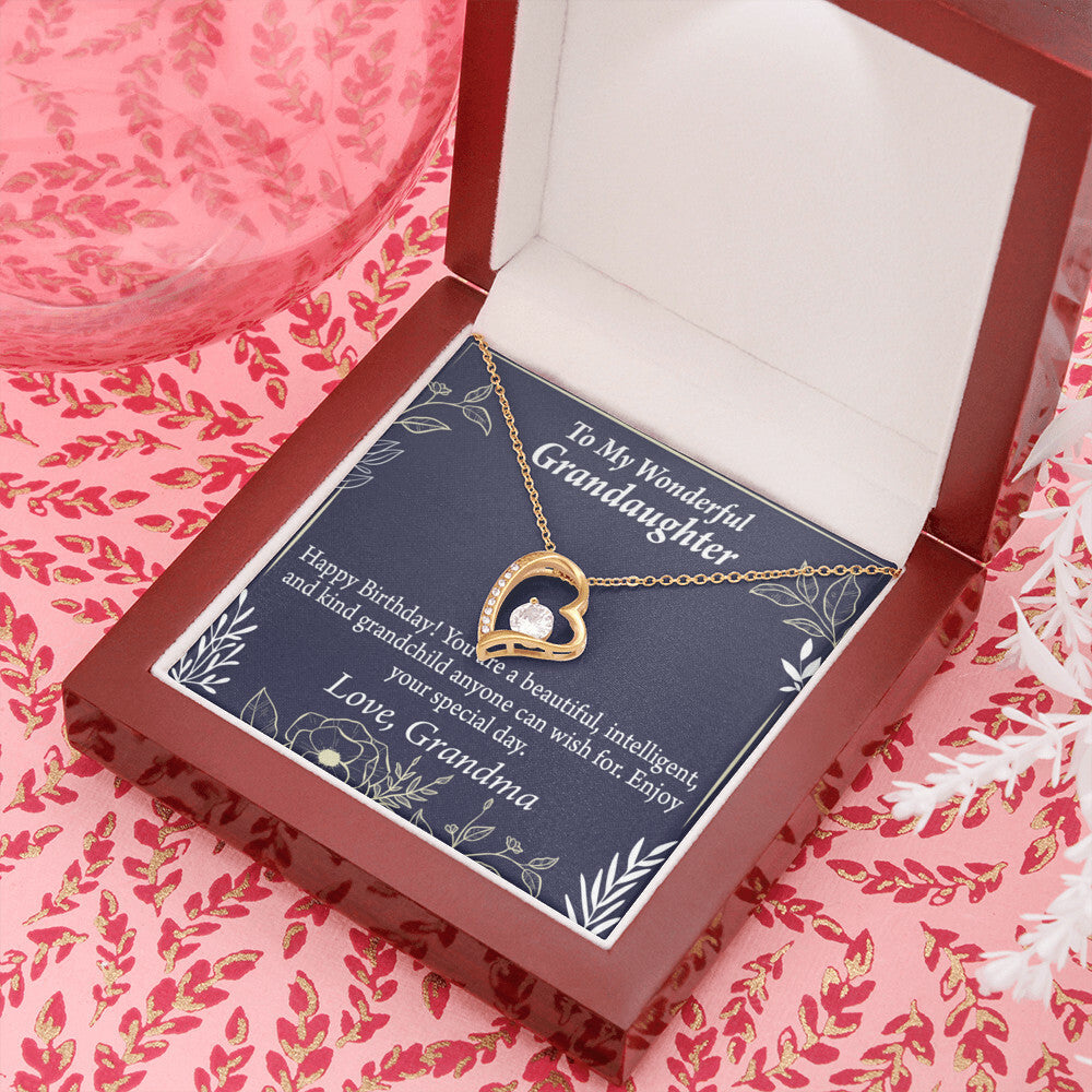 To My Granddaughter Kind Grandchild Birthday Message From Grandma Forever Necklace w Message Card-Express Your Love Gifts