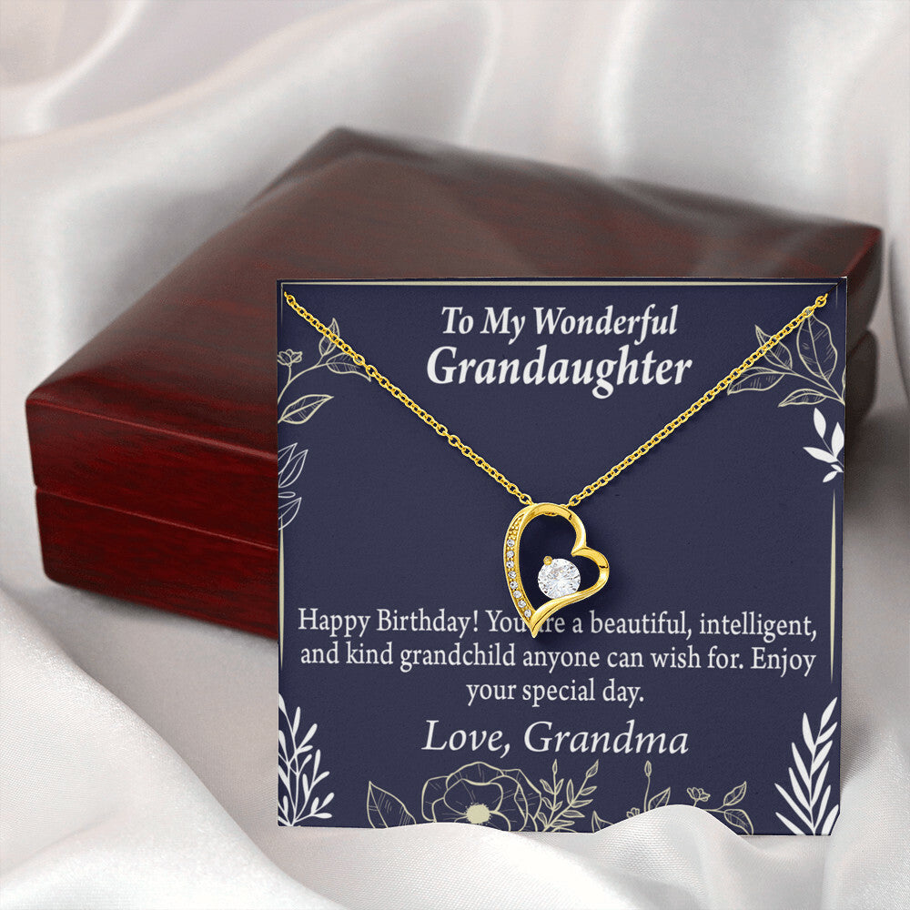 To My Granddaughter Kind Grandchild Birthday Message From Grandma Forever Necklace w Message Card-Express Your Love Gifts