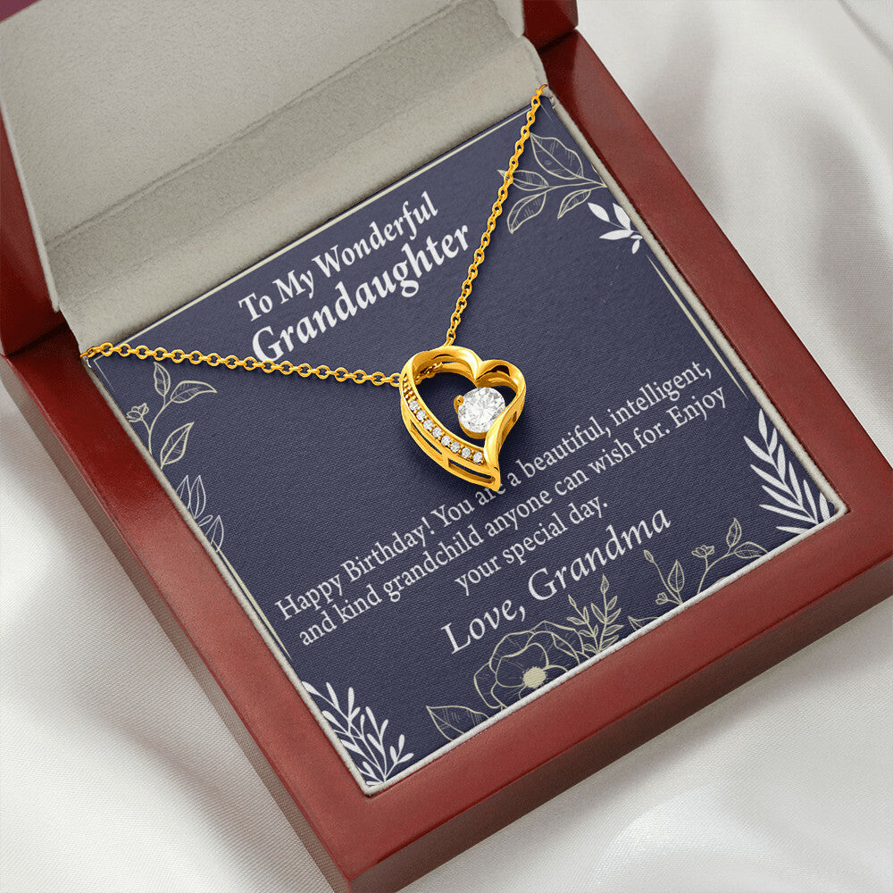To My Granddaughter Kind Grandchild Birthday Message From Grandma Forever Necklace w Message Card-Express Your Love Gifts