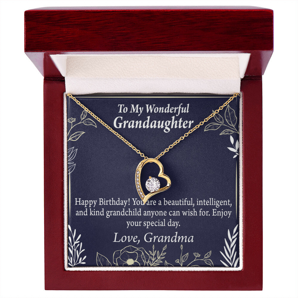 To My Granddaughter Kind Grandchild Birthday Message From Grandma Forever Necklace w Message Card-Express Your Love Gifts