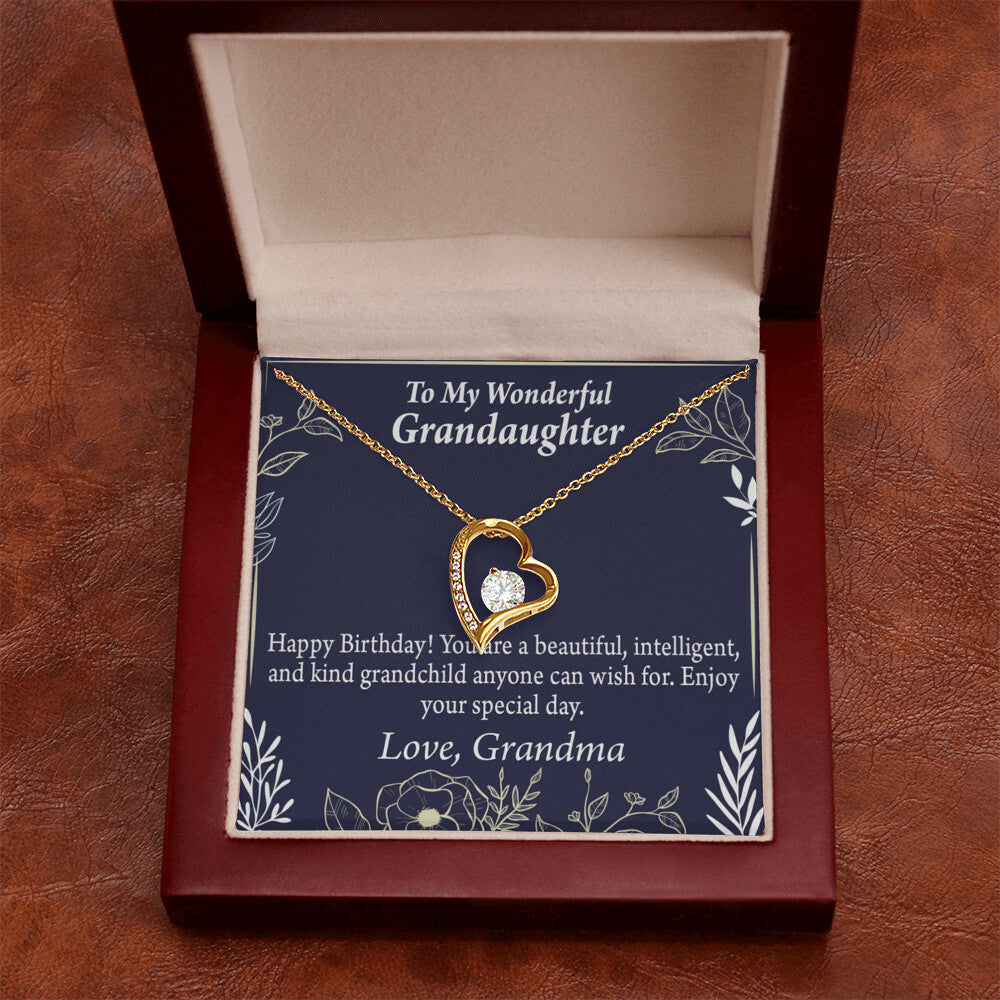 To My Granddaughter Kind Grandchild Birthday Message From Grandma Forever Necklace w Message Card-Express Your Love Gifts