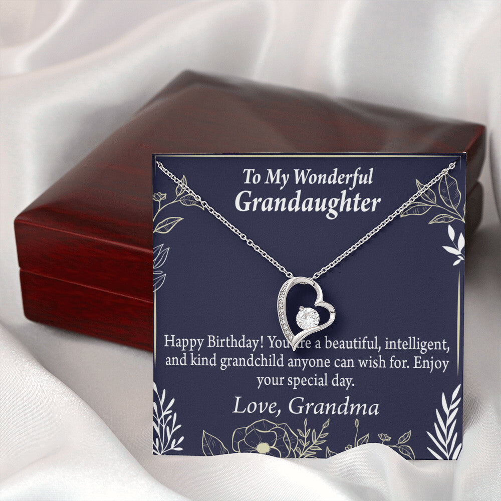 To My Granddaughter Kind Grandchild Birthday Message From Grandma Forever Necklace w Message Card-Express Your Love Gifts