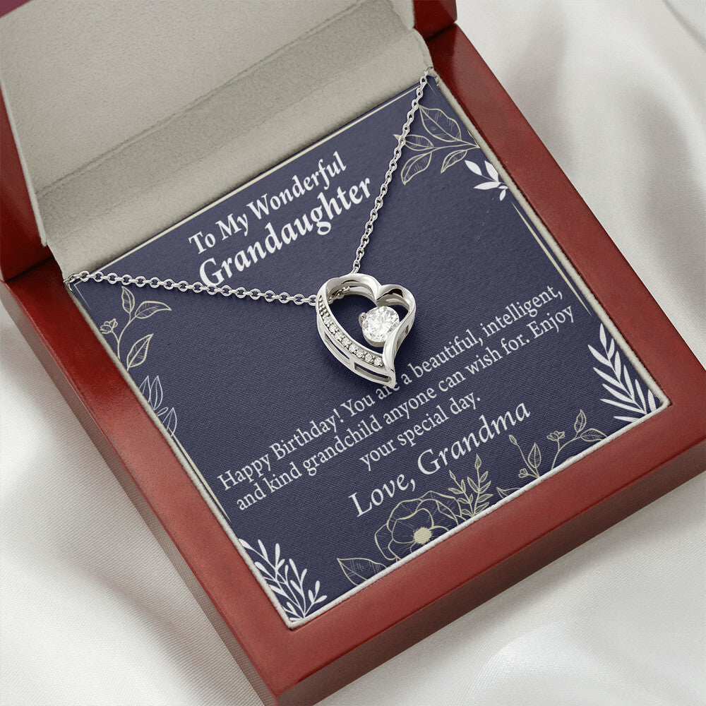 To My Granddaughter Kind Grandchild Birthday Message From Grandma Forever Necklace w Message Card-Express Your Love Gifts
