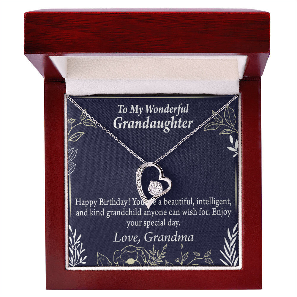 To My Granddaughter Kind Grandchild Birthday Message From Grandma Forever Necklace w Message Card-Express Your Love Gifts