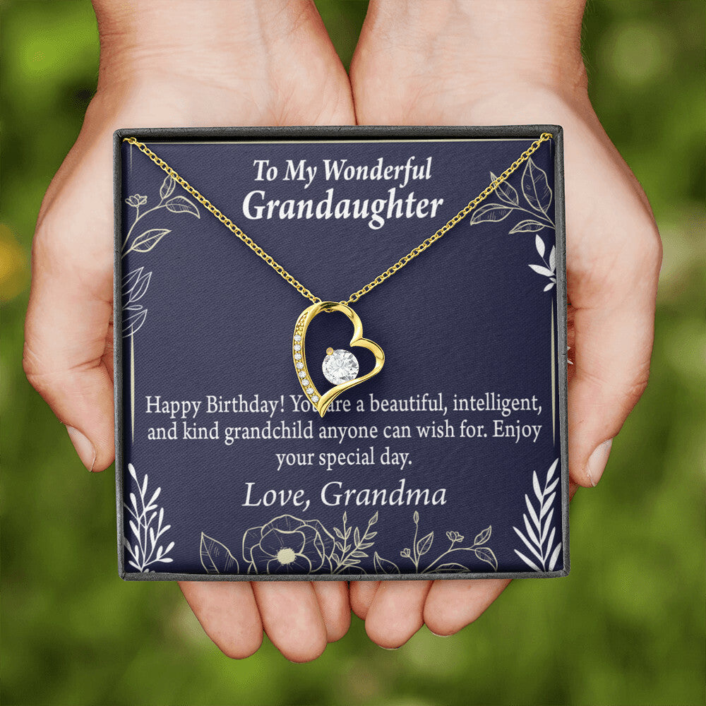 To My Granddaughter Kind Grandchild Birthday Message From Grandma Forever Necklace w Message Card-Express Your Love Gifts
