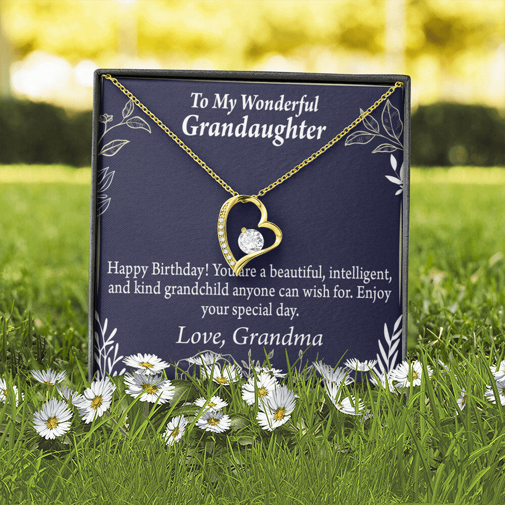 To My Granddaughter Kind Grandchild Birthday Message From Grandma Forever Necklace w Message Card-Express Your Love Gifts
