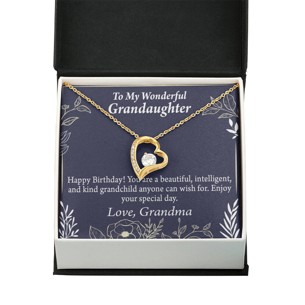 To My Granddaughter Kind Grandchild Birthday Message From Grandma Forever Necklace w Message Card-Express Your Love Gifts