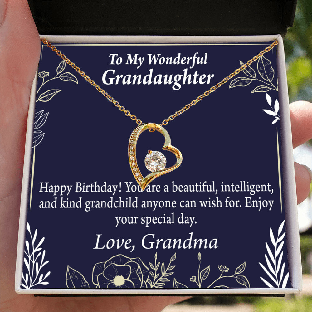 To My Granddaughter Kind Grandchild Birthday Message From Grandma Forever Necklace w Message Card-Express Your Love Gifts