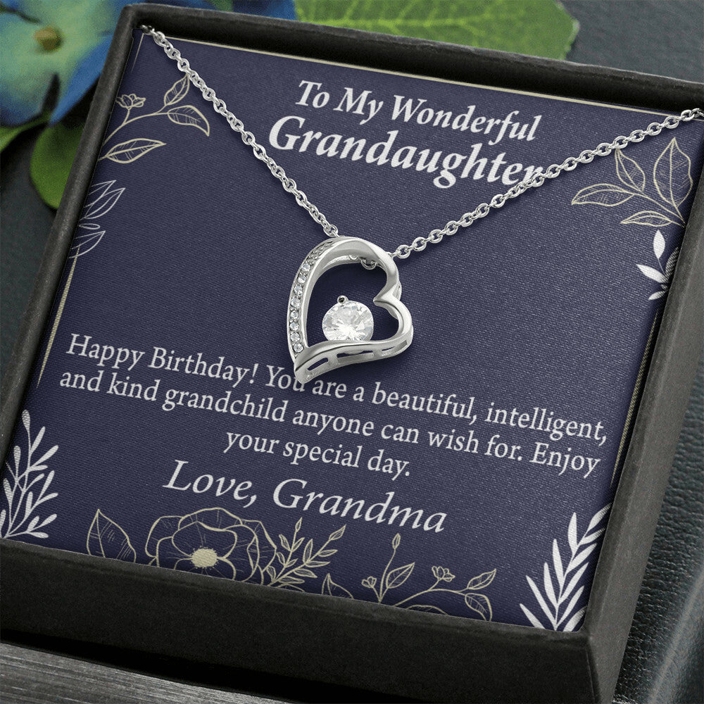 To My Granddaughter Kind Grandchild Birthday Message From Grandma Forever Necklace w Message Card-Express Your Love Gifts