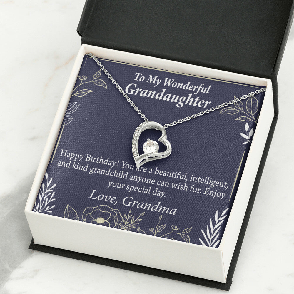 To My Granddaughter Kind Grandchild Birthday Message From Grandma Forever Necklace w Message Card-Express Your Love Gifts