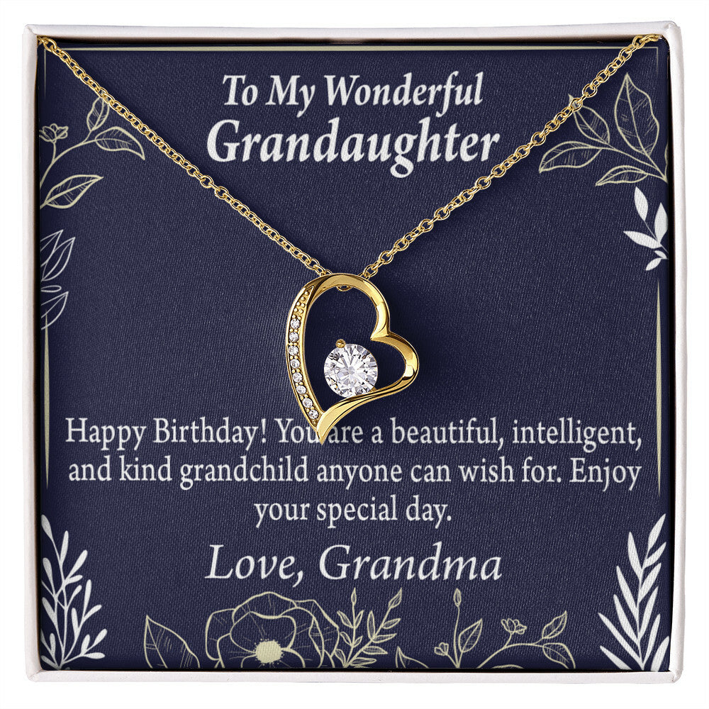 To My Granddaughter Kind Grandchild Birthday Message From Grandma Forever Necklace w Message Card-Express Your Love Gifts