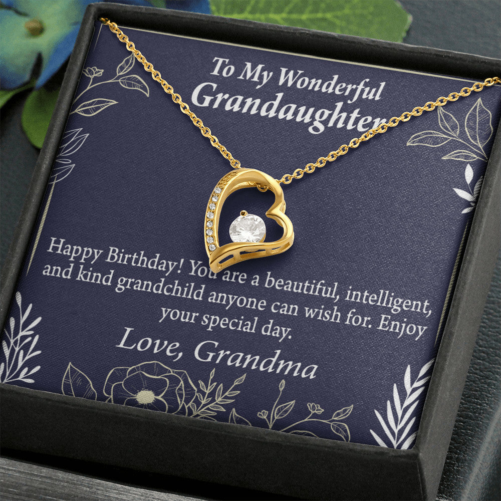 To My Granddaughter Kind Grandchild Birthday Message From Grandma Forever Necklace w Message Card-Express Your Love Gifts