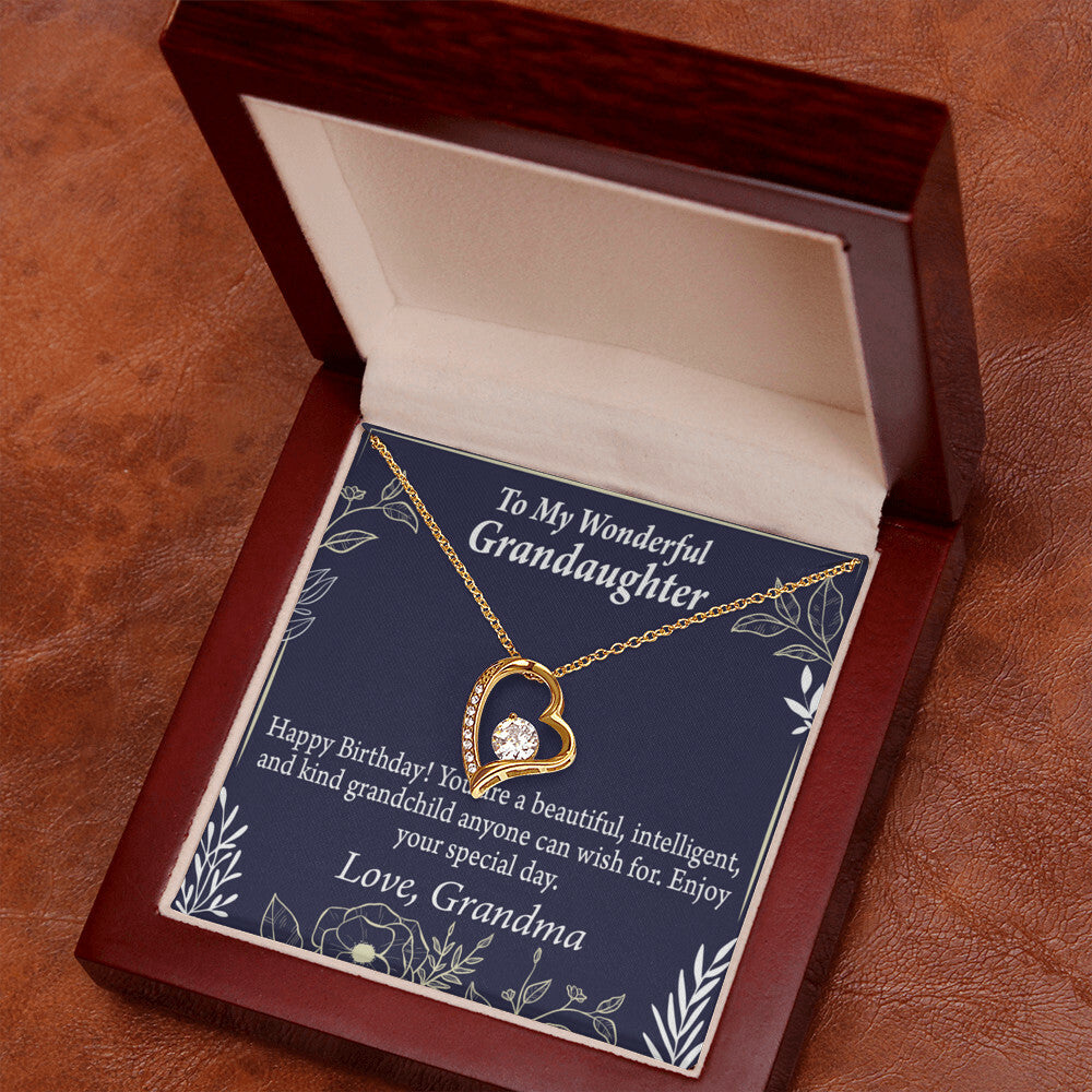 To My Granddaughter Kind Grandchild Birthday Message From Grandma Forever Necklace w Message Card-Express Your Love Gifts