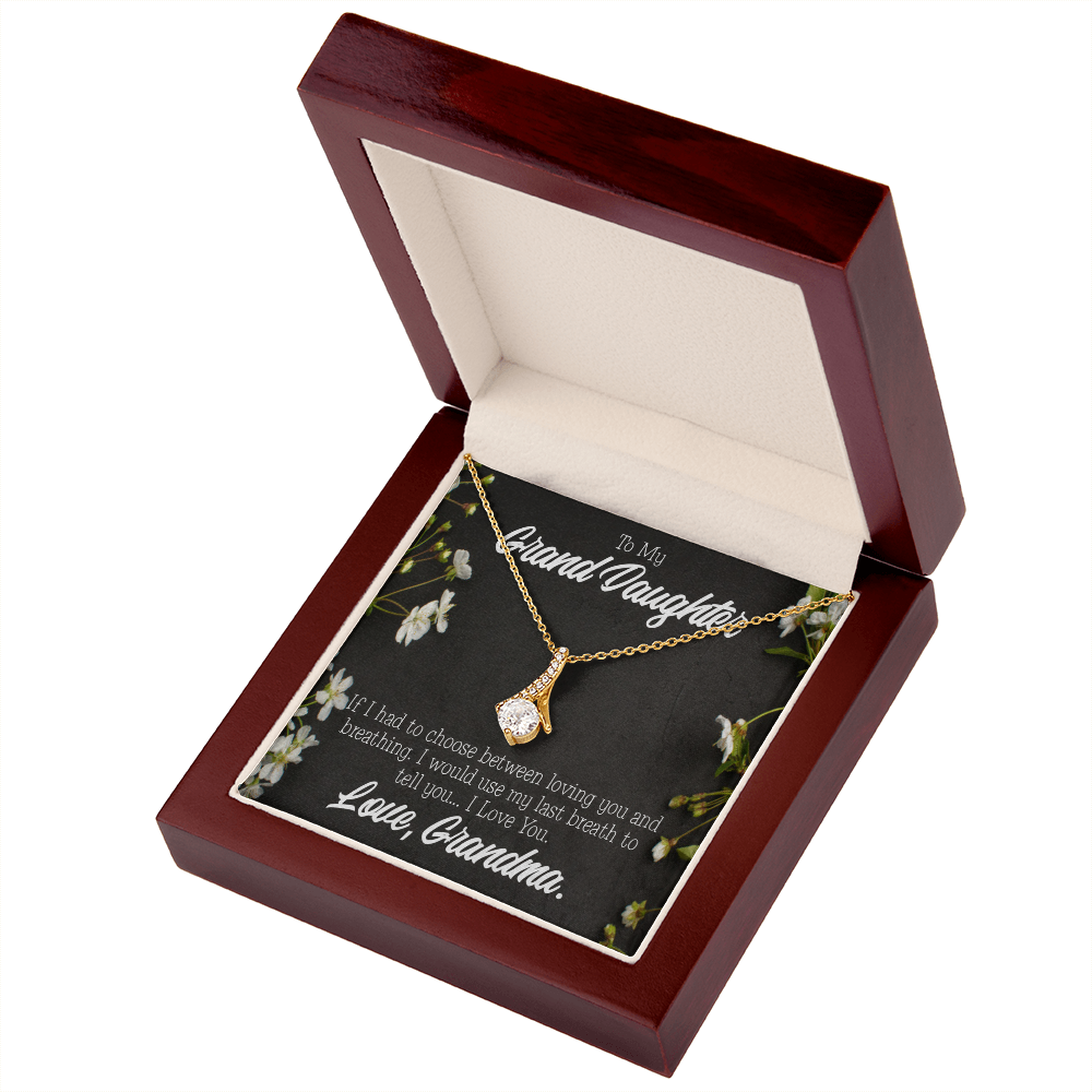 To My Granddaughter Last Breath Grandma Alluring Ribbon Necklace Message Card-Express Your Love Gifts