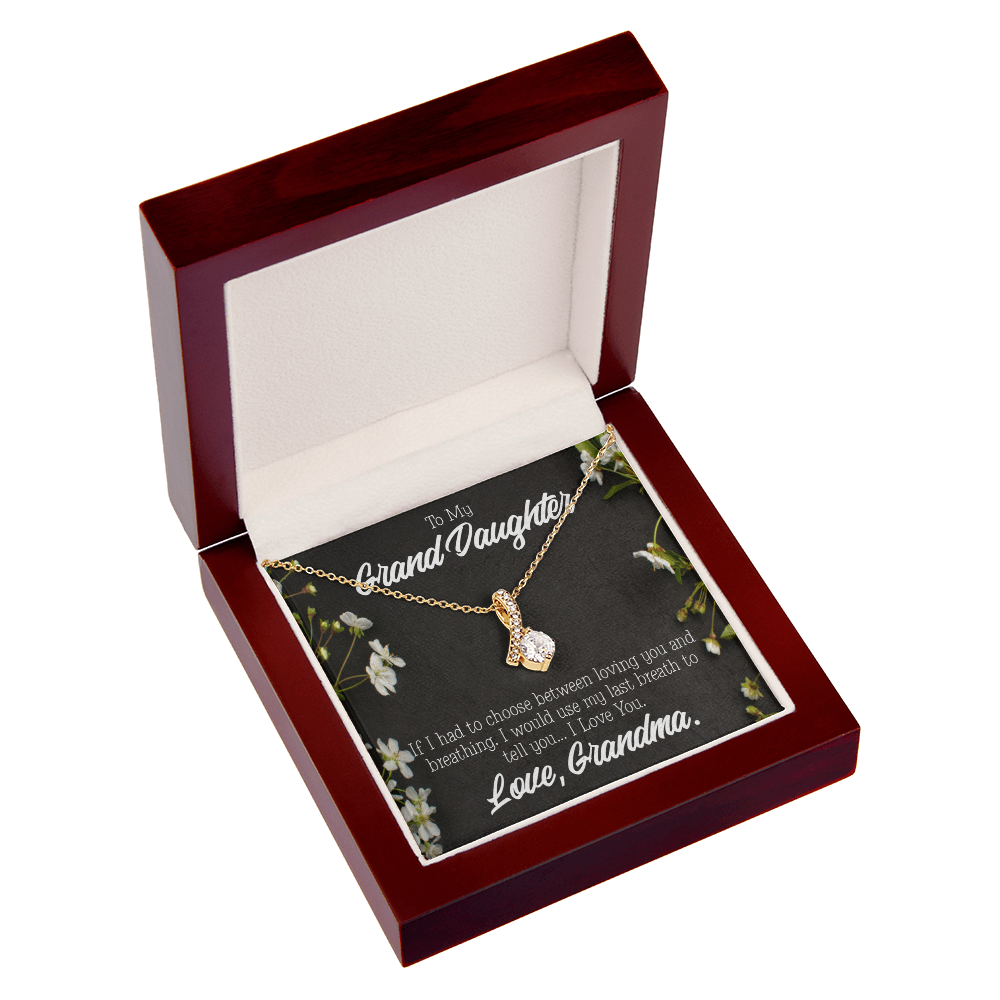 To My Granddaughter Last Breath Grandma Alluring Ribbon Necklace Message Card-Express Your Love Gifts
