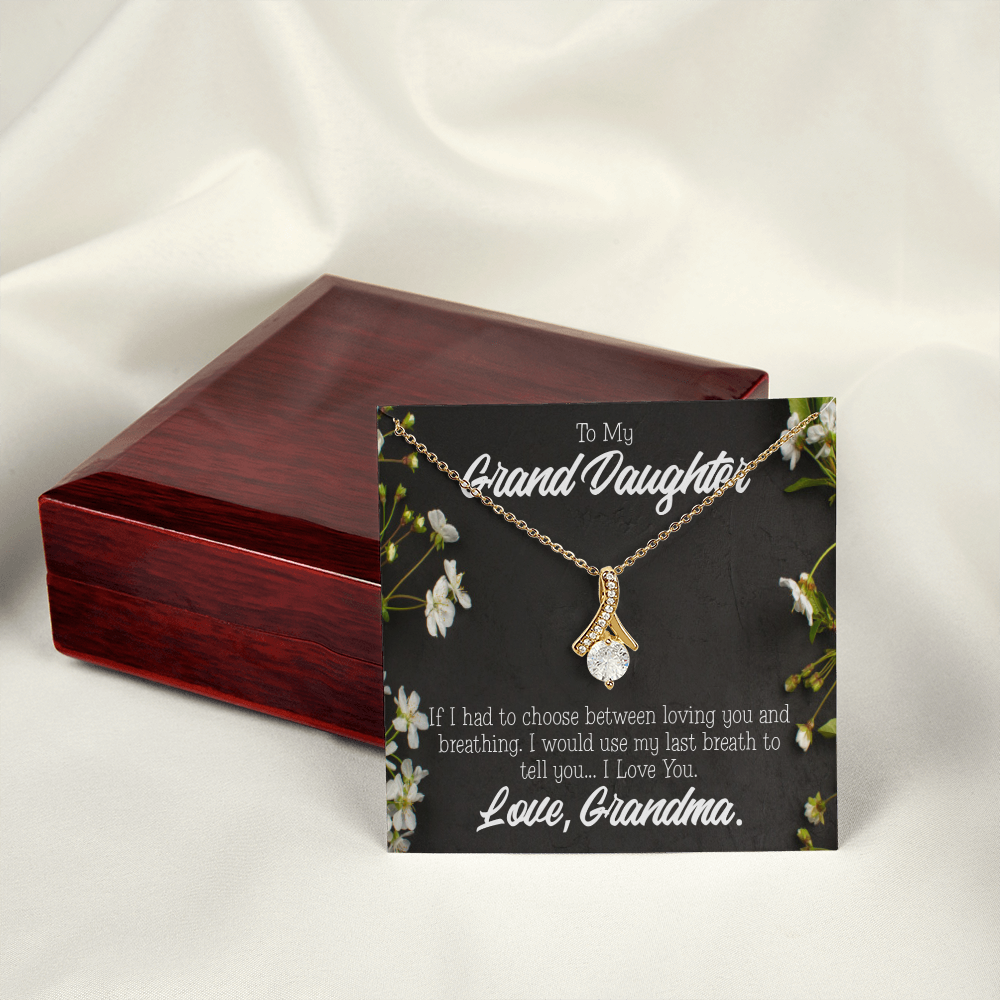 To My Granddaughter Last Breath Grandma Alluring Ribbon Necklace Message Card-Express Your Love Gifts