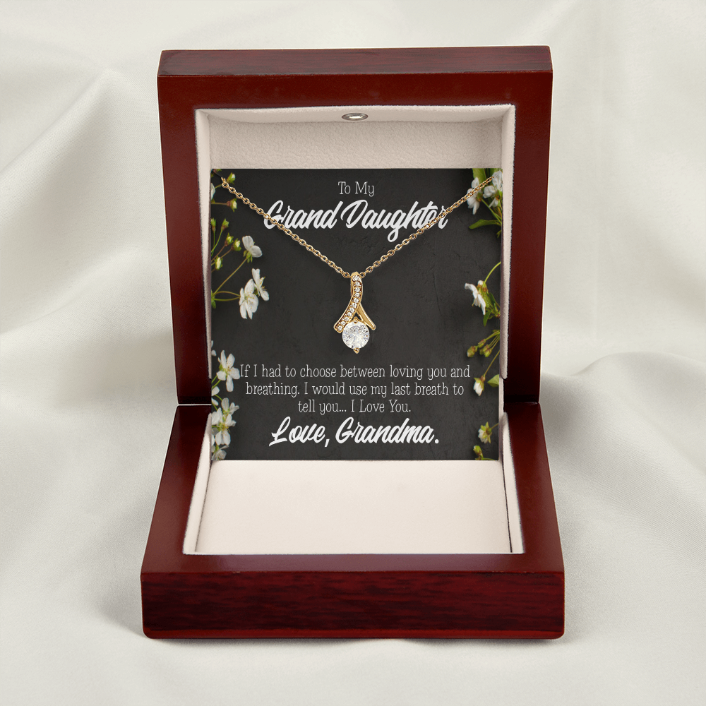 To My Granddaughter Last Breath Grandma Alluring Ribbon Necklace Message Card-Express Your Love Gifts
