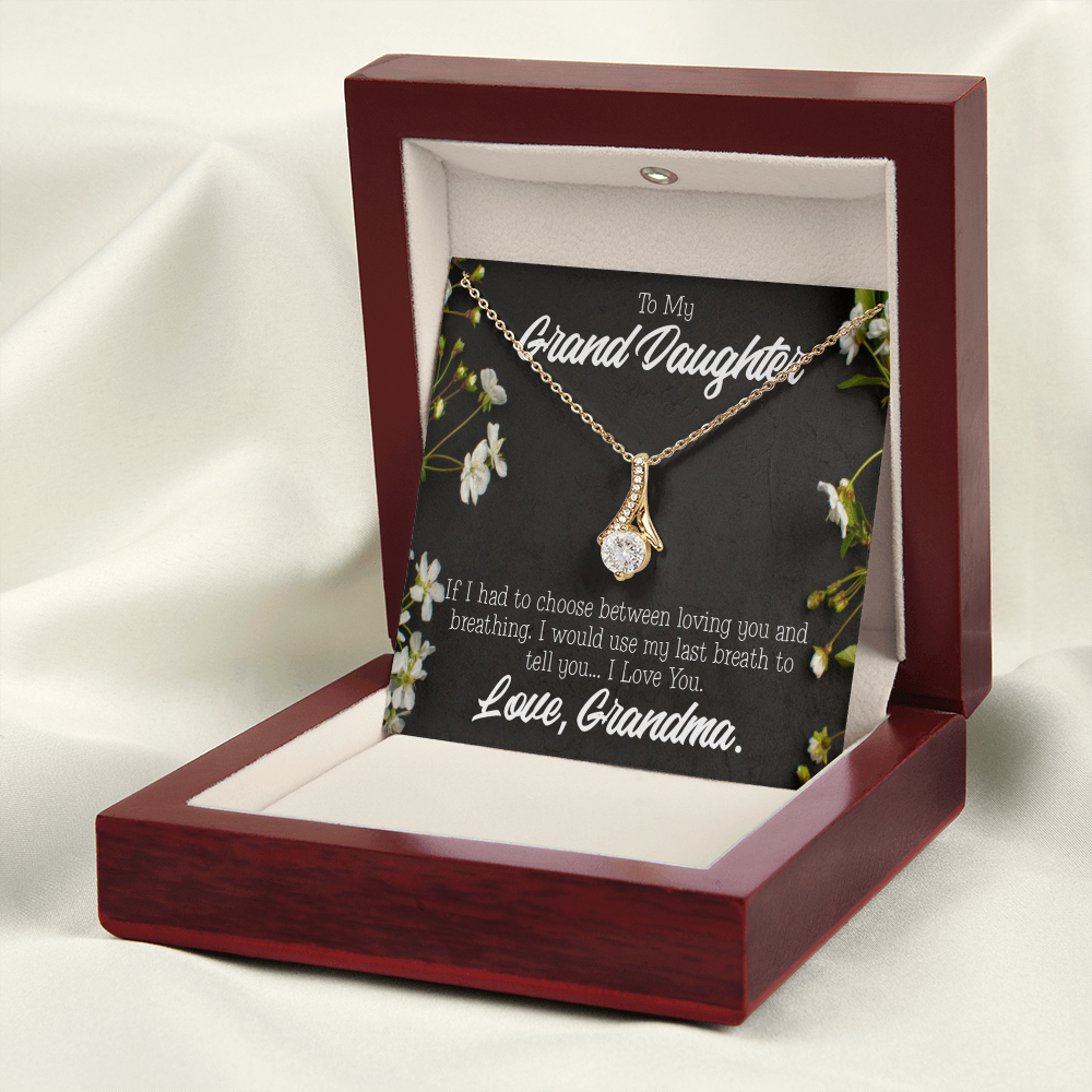 To My Granddaughter Last Breath Grandma Alluring Ribbon Necklace Message Card-Express Your Love Gifts