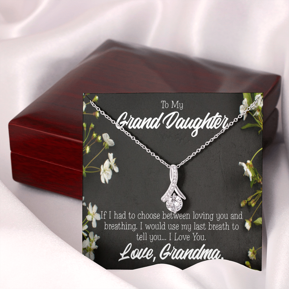 To My Granddaughter Last Breath Grandma Alluring Ribbon Necklace Message Card-Express Your Love Gifts