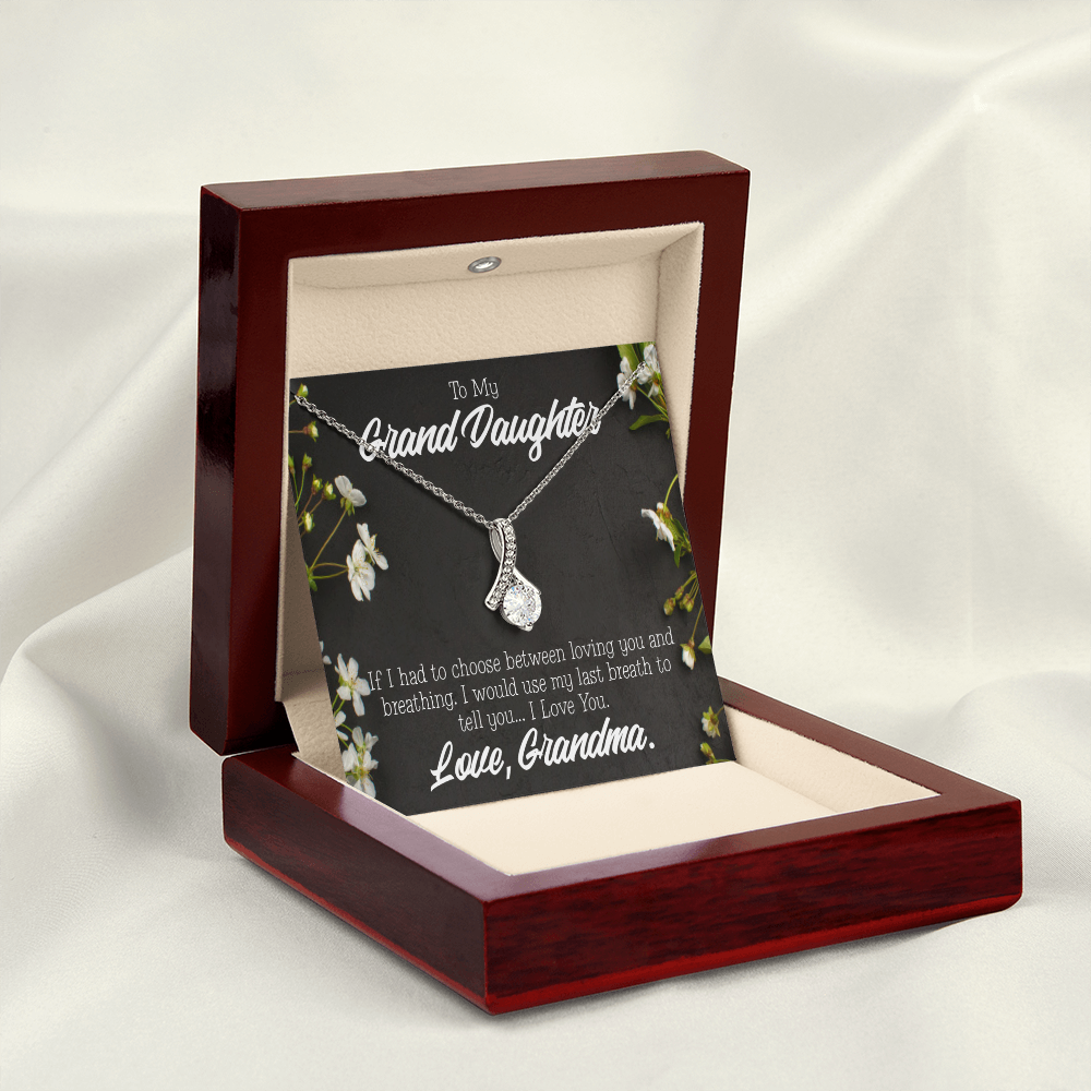 To My Granddaughter Last Breath Grandma Alluring Ribbon Necklace Message Card-Express Your Love Gifts