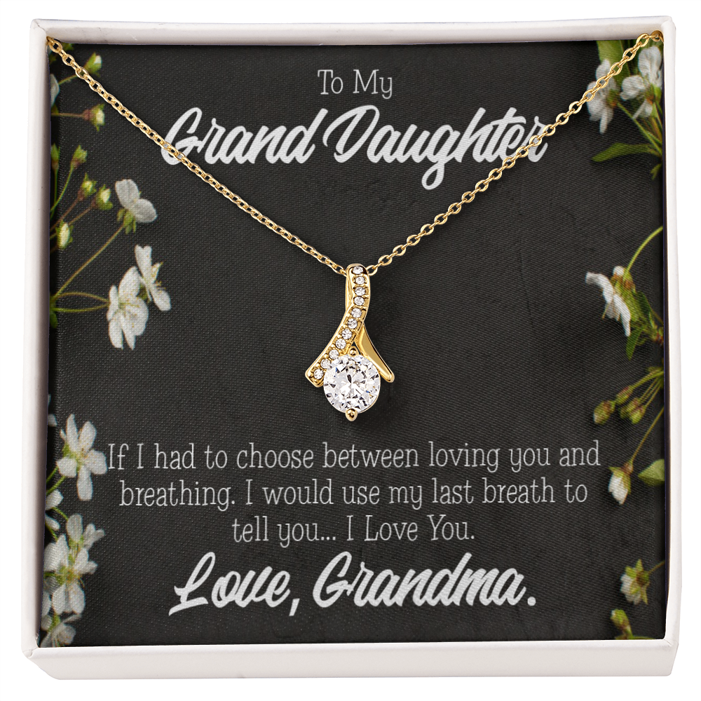 To My Granddaughter Last Breath Grandma Alluring Ribbon Necklace Message Card-Express Your Love Gifts