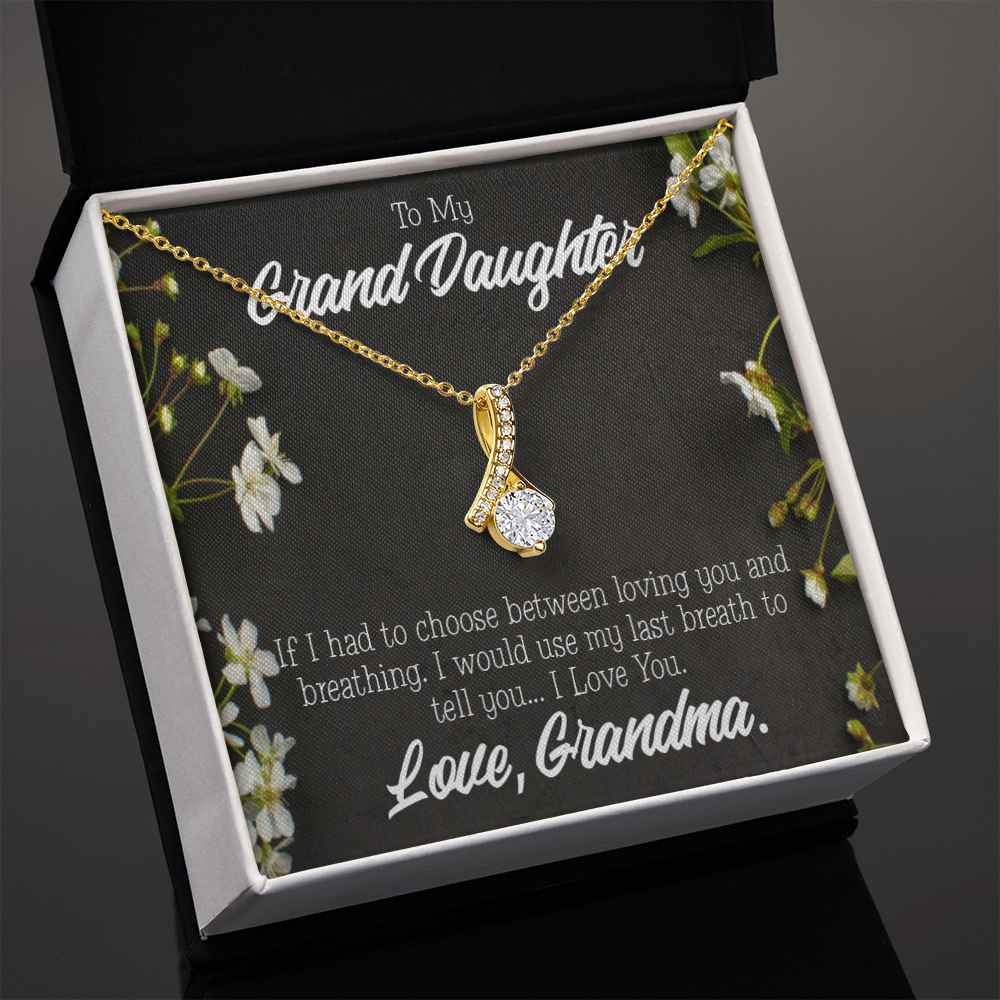 To My Granddaughter Last Breath Grandma Alluring Ribbon Necklace Message Card-Express Your Love Gifts